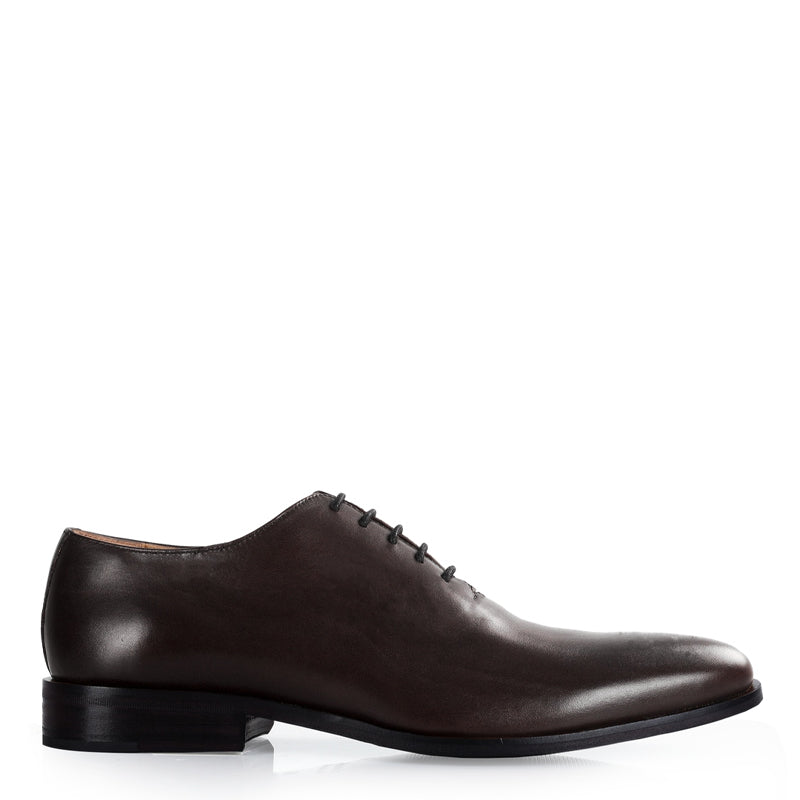 Classic Plain Wholecut Leather Oxford Shoe Dark Brown