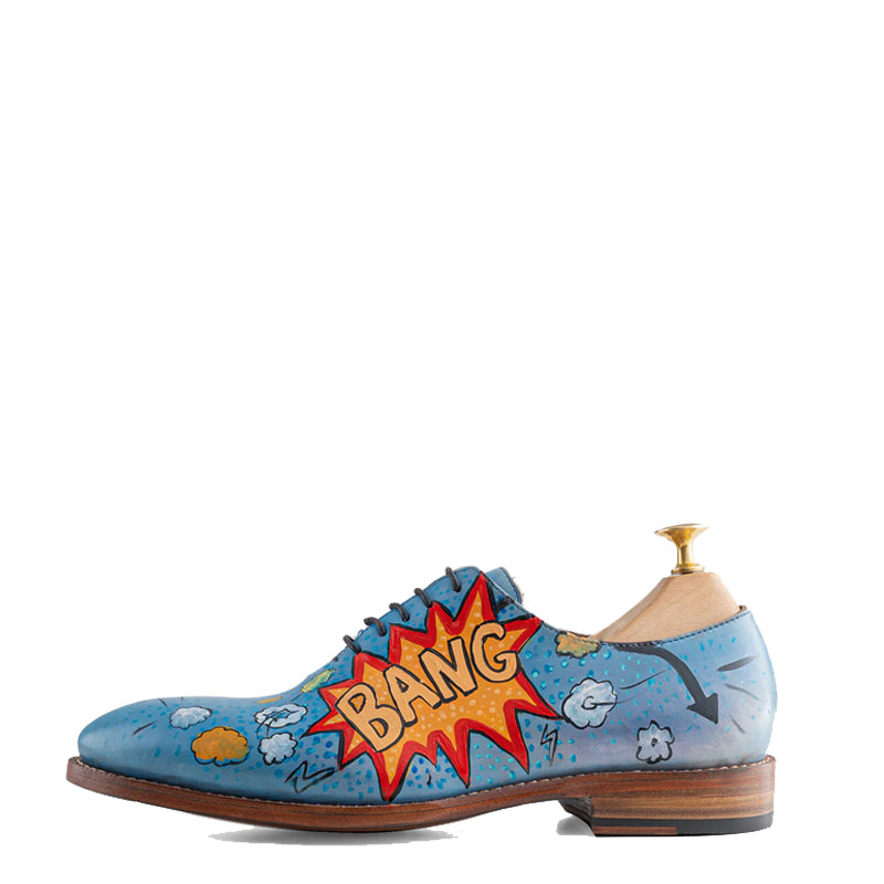 Blue Comic Arctic Wholecut Leather Oxford Shoes