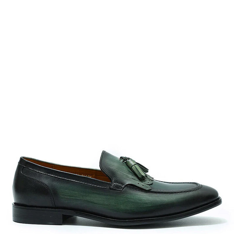 Leather Slip-On Tassel Black Loafer For Men