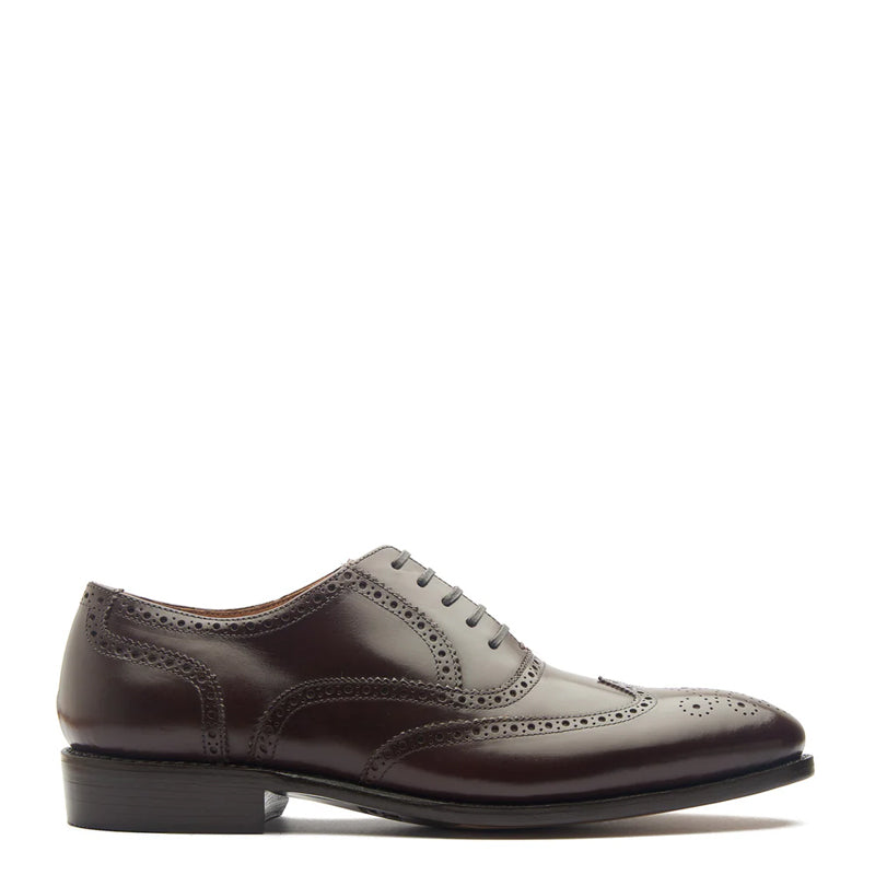 Men Lace-Up Leather Wingtip Oxford Burgundy Shoe
