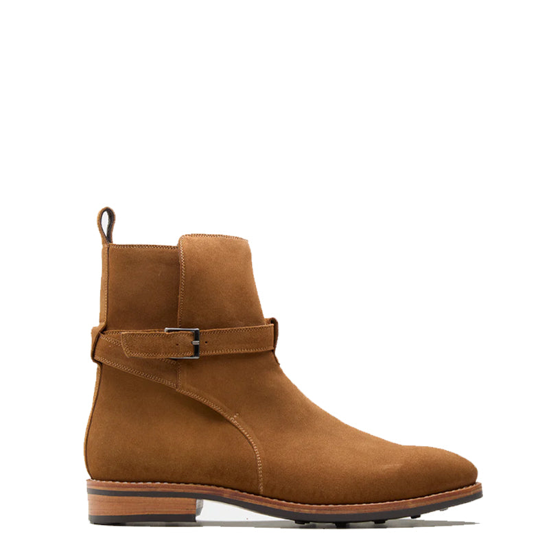 Men Suede Leather Jodhpur Tan Boot With Side Buckle