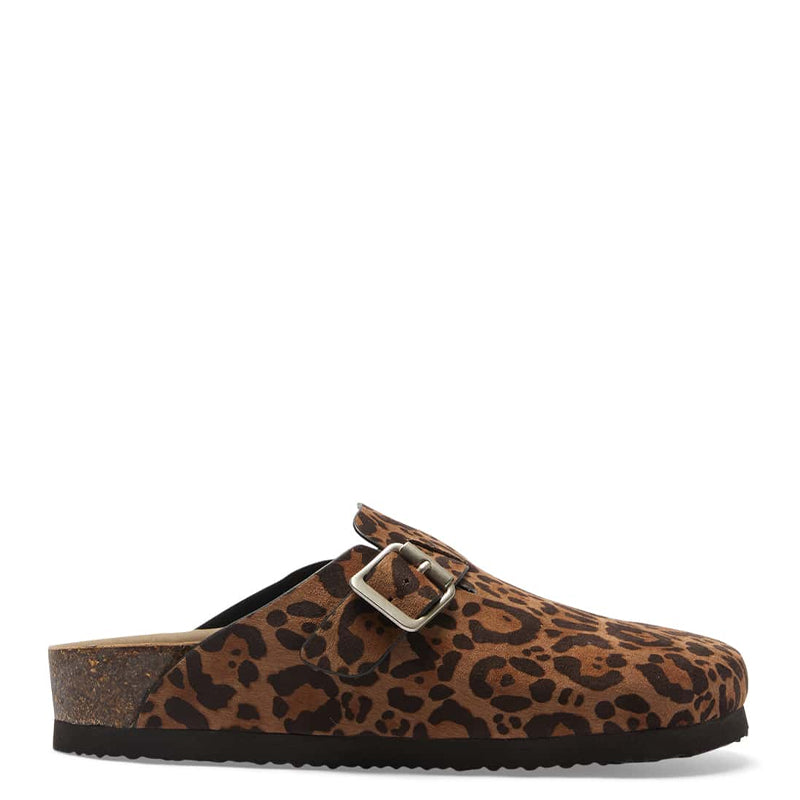 Trendy Suede Leopard Design Sandal Tan