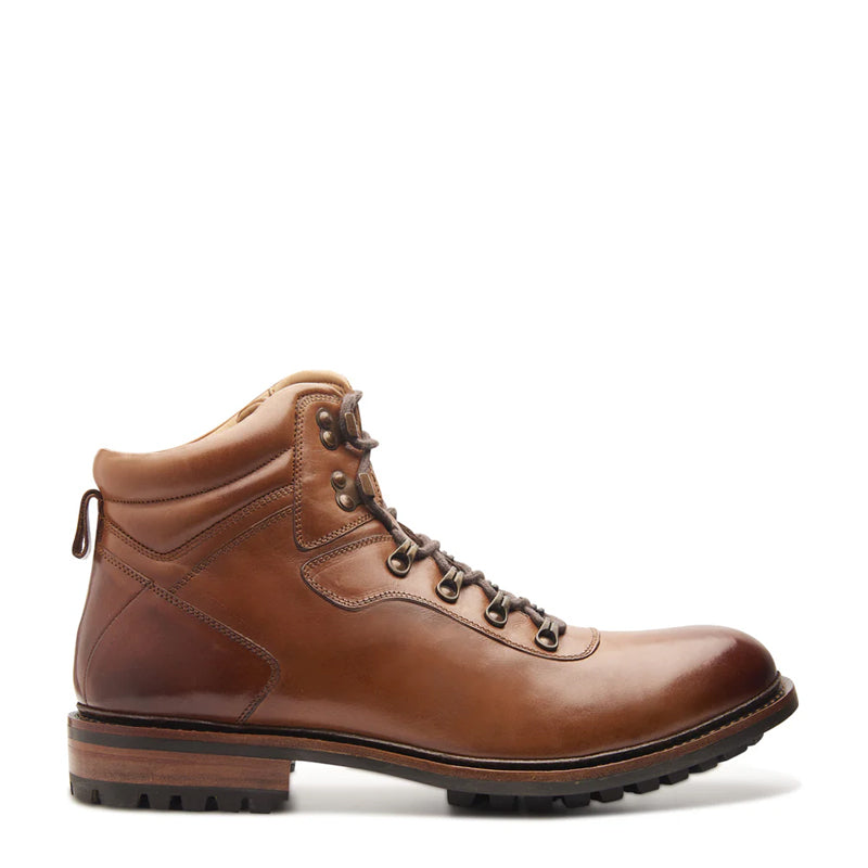 Leather Lace-Up Mid Top Ankle Natural Boot For Men