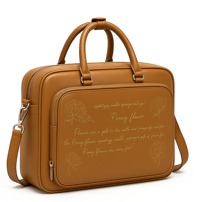 Italian Blue Men's Printed Leather Laptop Bag