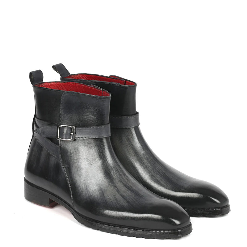 Patina Hand-Painted Leather Jodhpur Boot Black and Grey
