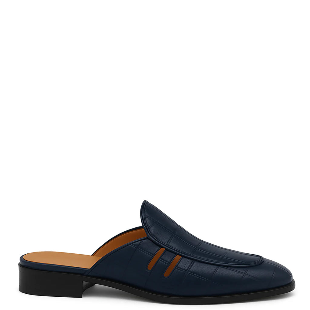 Stylish Croco Leather Mule Black