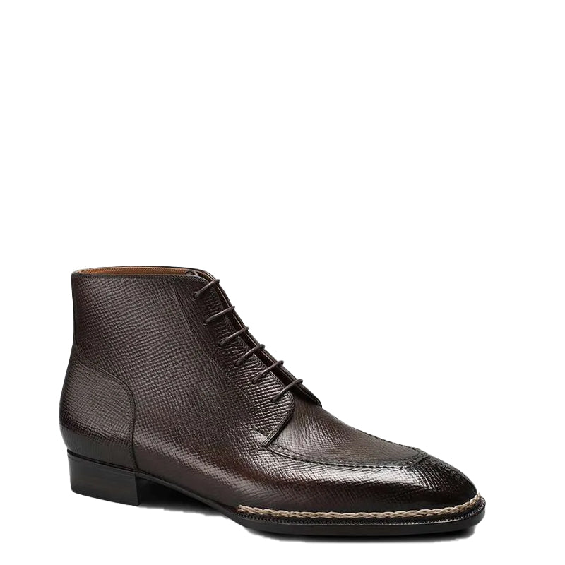 Premium Split Toe Leather Derby Ankle Boot Brown