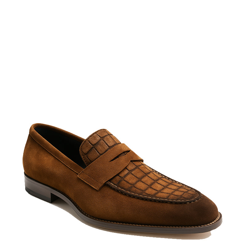 Suede Royale Leather Printed Tan Loafer