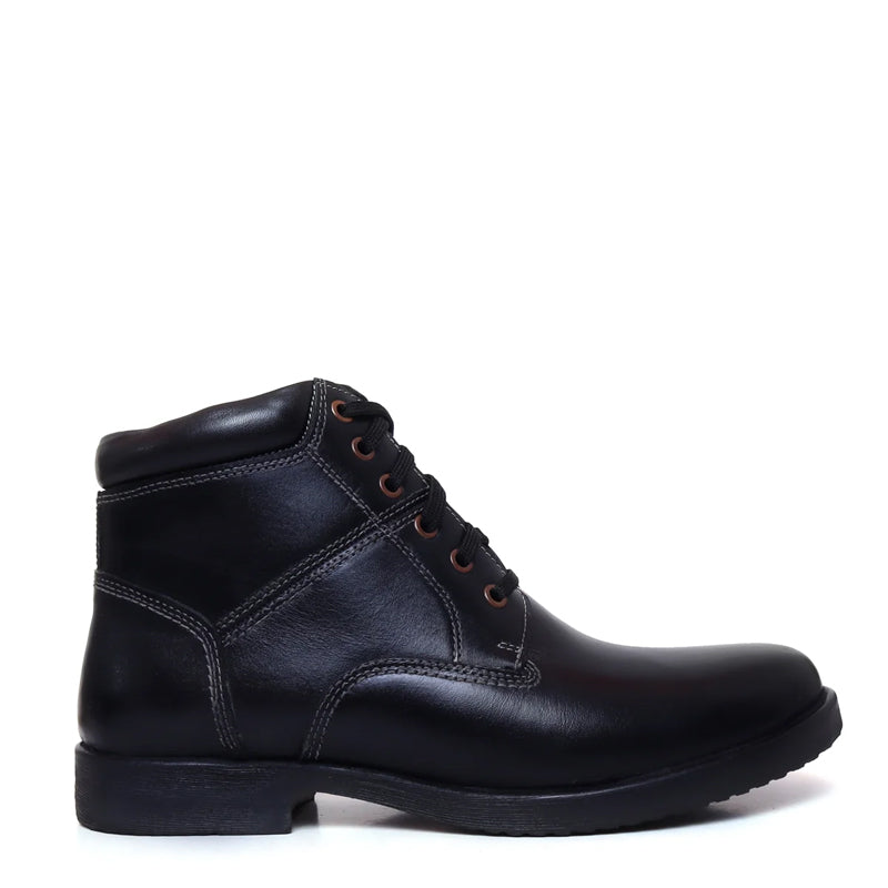 Leather Lace-Up High Ankle Boot Tan for Men