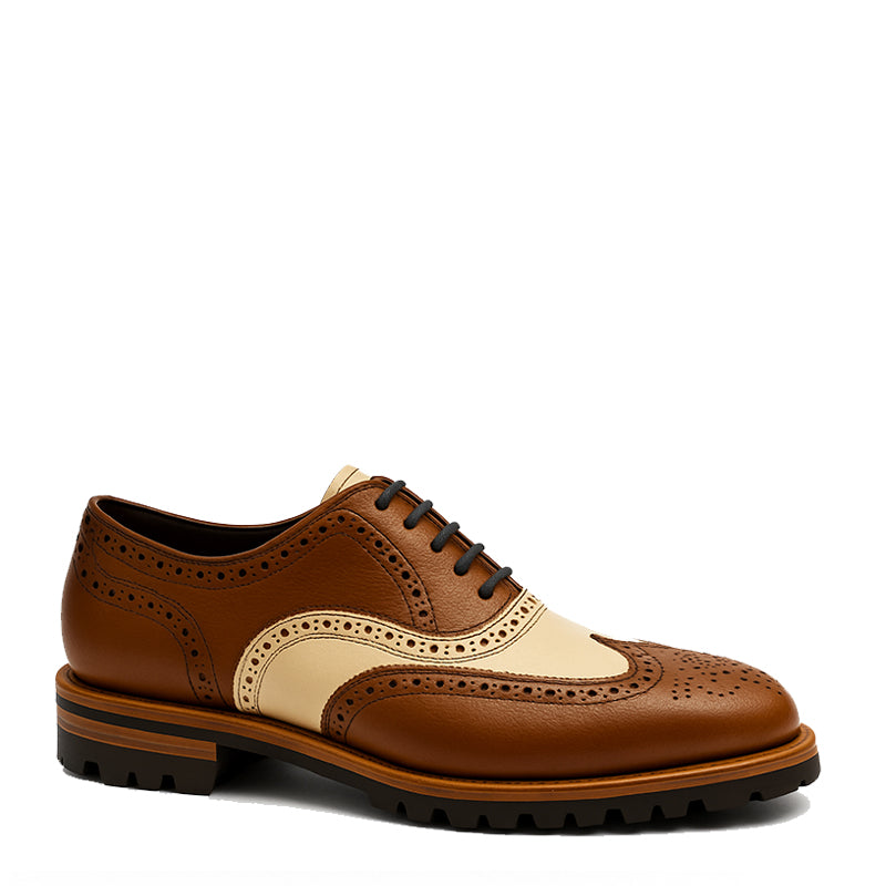 Men’s Luxury Two Tone Laceup Oxford Shoes with Brogue Detailing