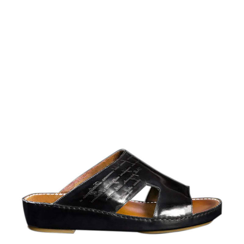 Handmade Luxury Leather Comfort Arabic Black/Green Sandal