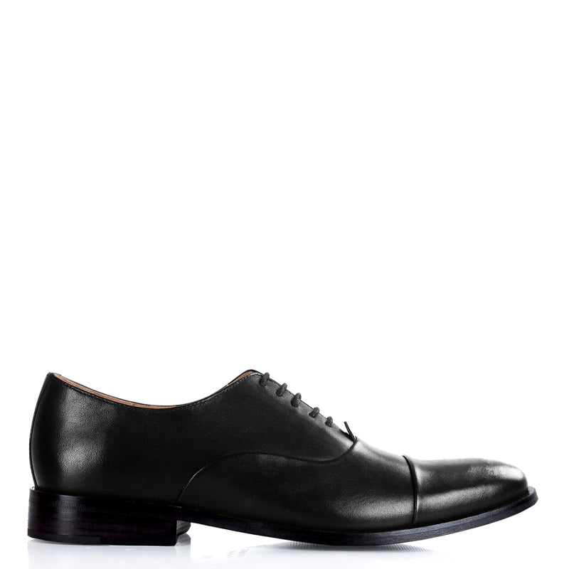 Polished Leather Captoe Plain Oxford Shoe Dark Brown