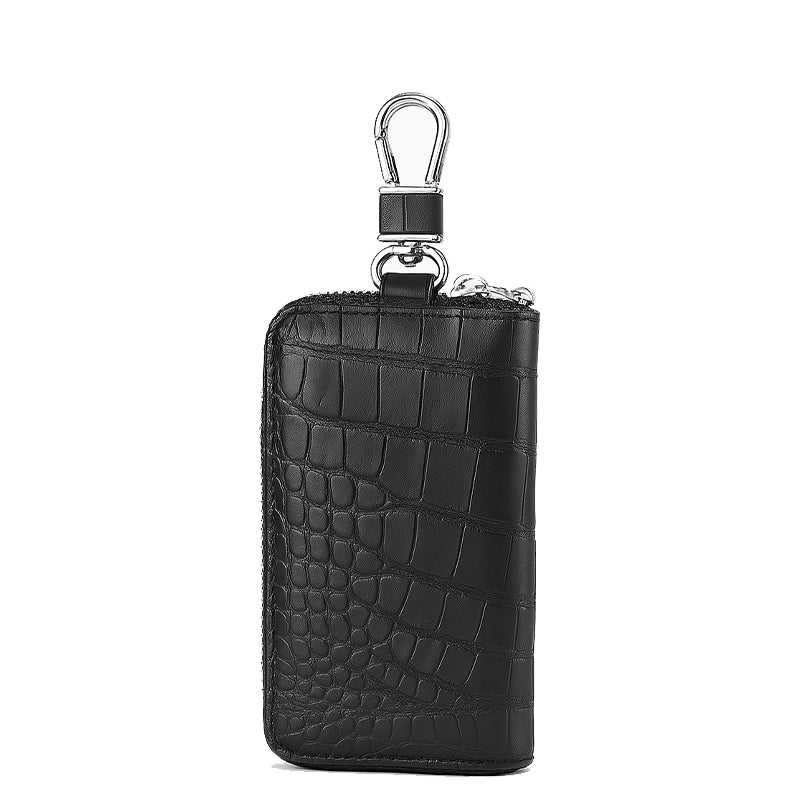 Croco Brown Mini Zipper Key Case Wallet