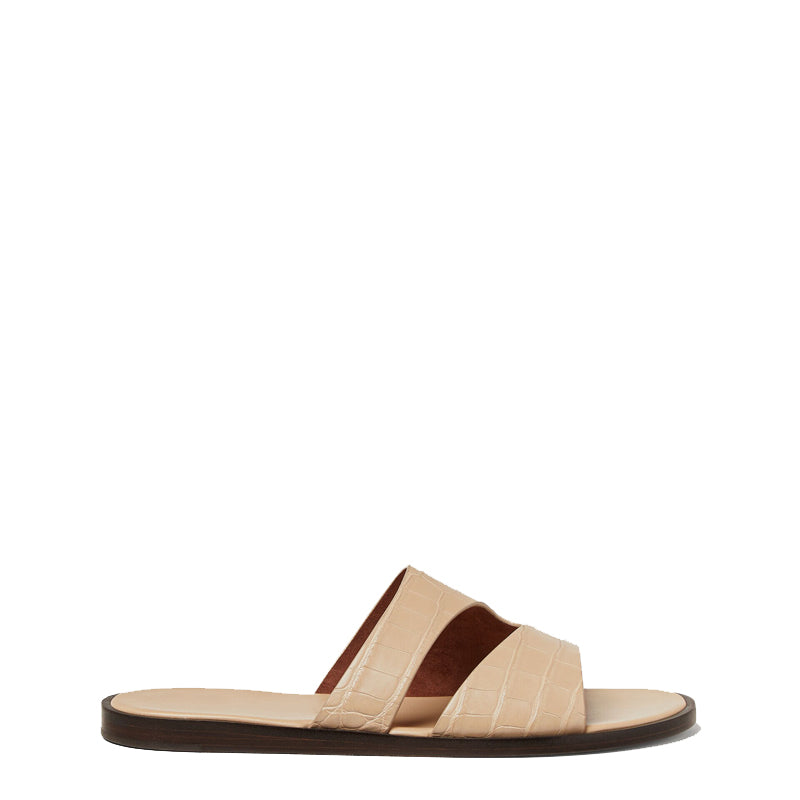 Croco Leather Double Strap Sandal