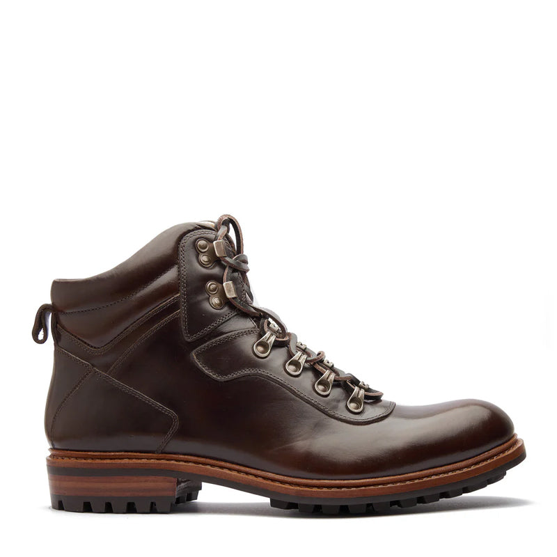 Leather Lace-Up Mid Top Ankle Brown Boot For Men