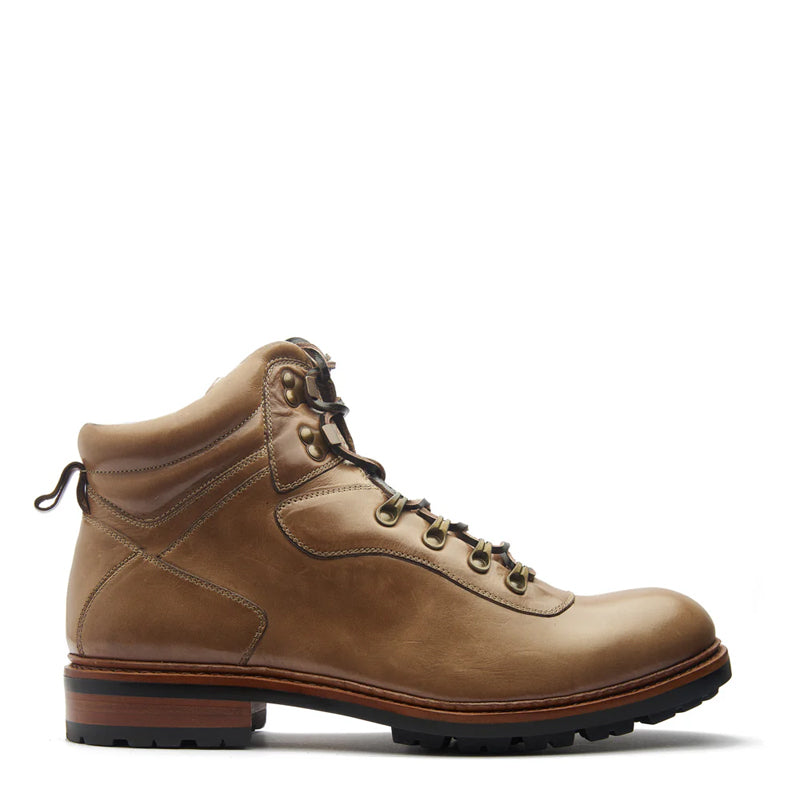 Leather Lace-Up Mid Top Ankle Cognac Boot For Men