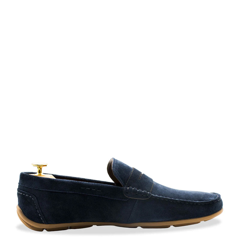 Gregores Suede Penny Moccasin Blue