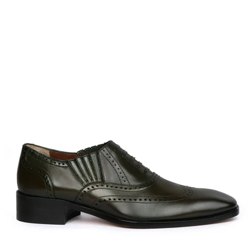 Leather Square Toe Lace-Up Oxford Black Grey Shoe