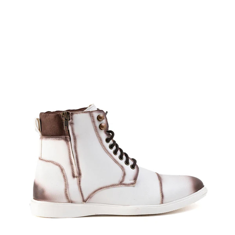 Men Leather High Top Side Zipper Ankle Boots