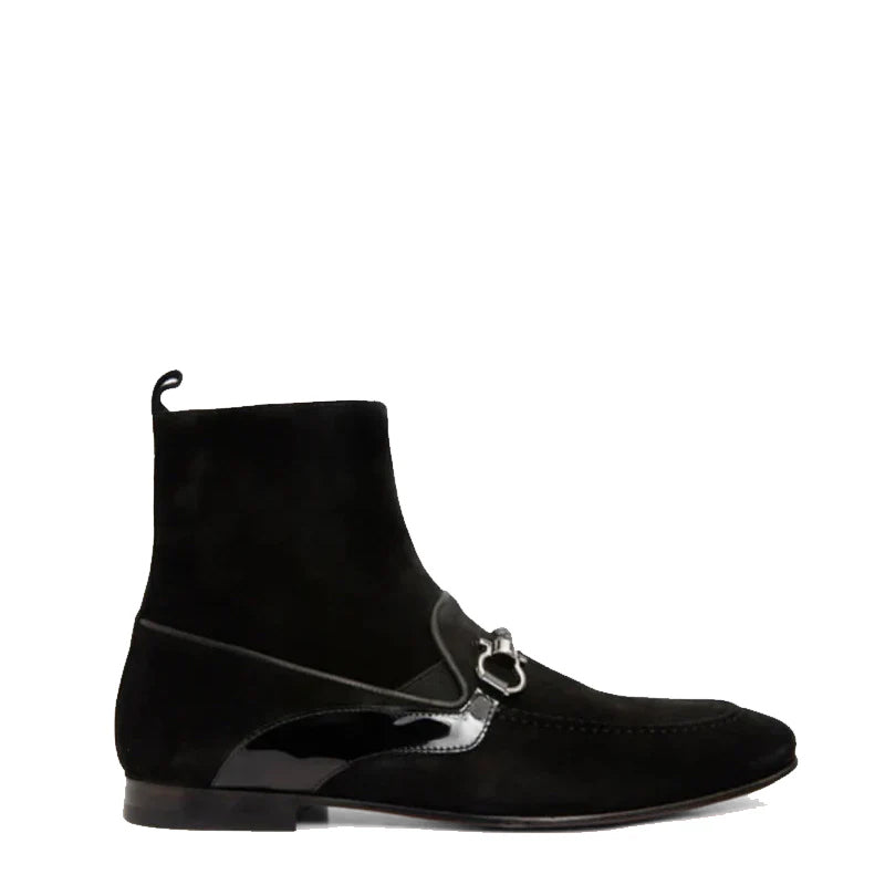 Black Bit Zip-Up Dress Men Boot
