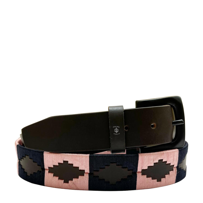 Stile polo Leather Belt Black and Light Blue