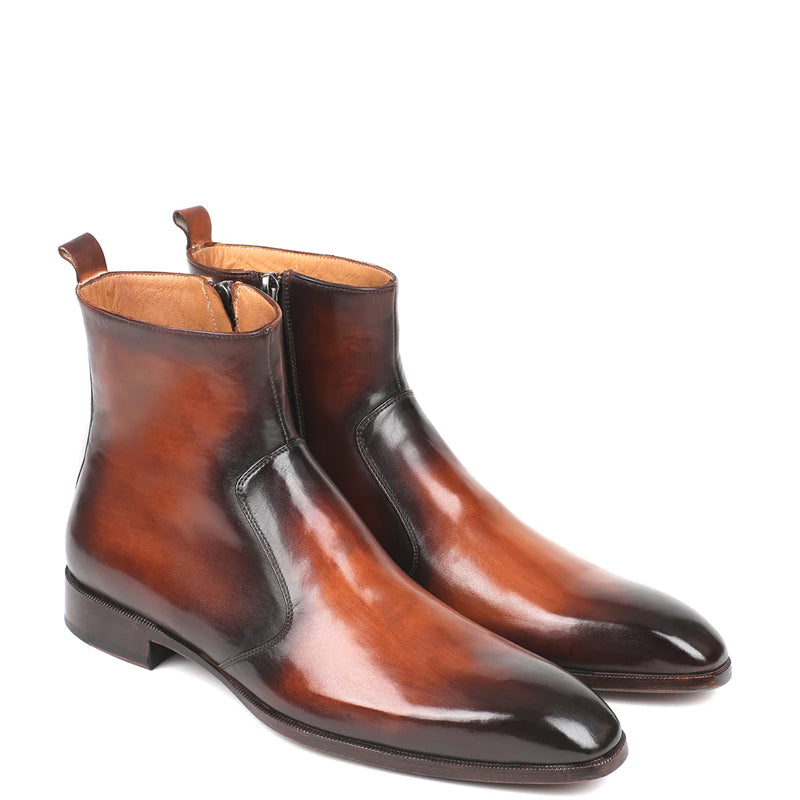 Handmade Leather Side Zipper Boots For Men