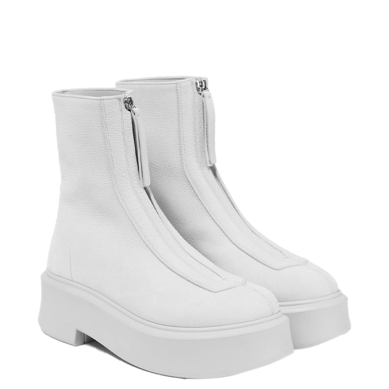 Premium Leather Row Zipped-Front Ankle Beach Boot