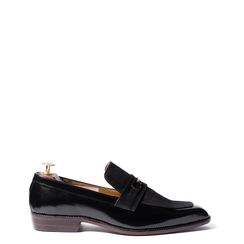 Men Suede Upper Horsebit Buckled Leather Loafer Brown