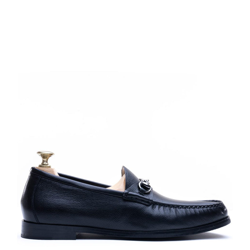 Men Tuscany Buckle Leather Black Loafer