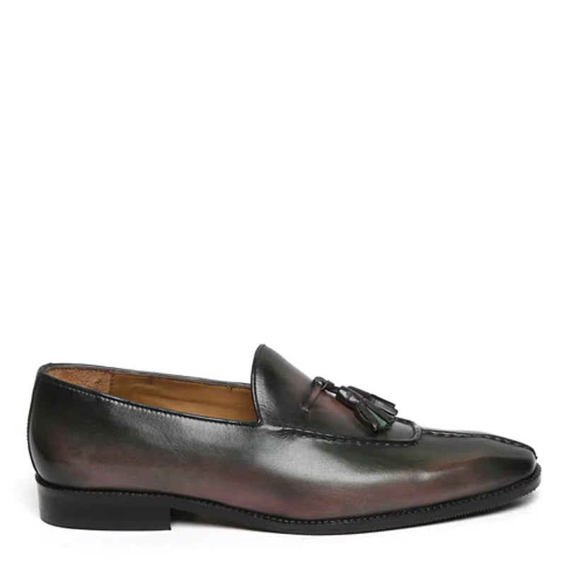 Men Slip-On Leather Blue-Black Tassel Loafer