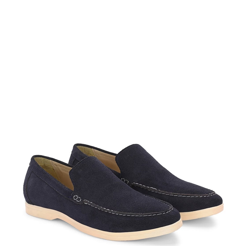 Suede Leather Moccasin Blue Loafer Shoe For men
