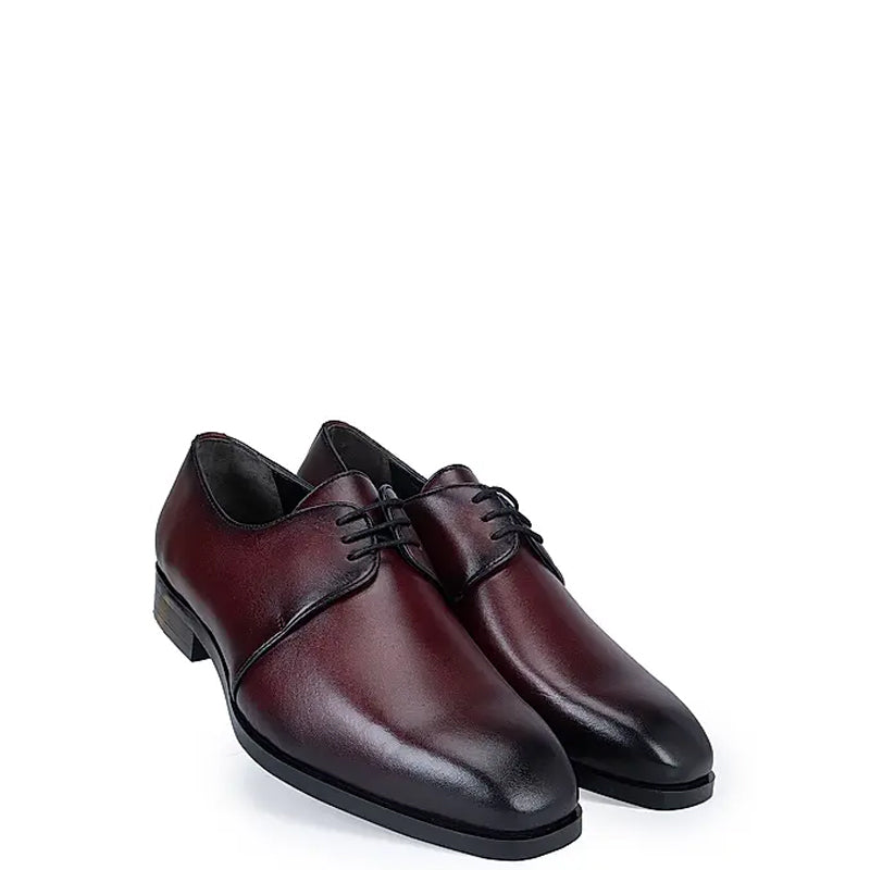 Plain Solid Leather Lace-Up Formal Derby Shoe Black