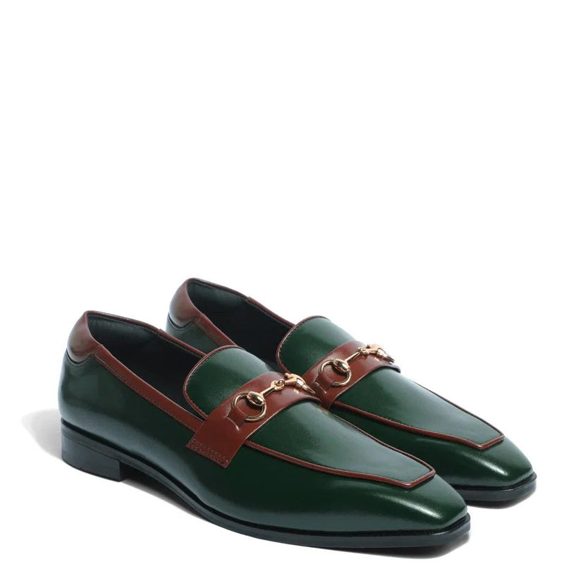 Men Slip-On Leather Horsbit Buckled Loafer