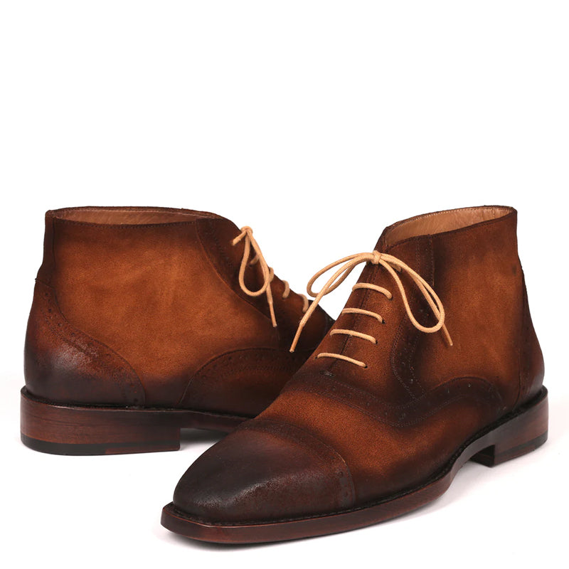 Antique Suede Lace-Up Cap Toe Ankle Boots