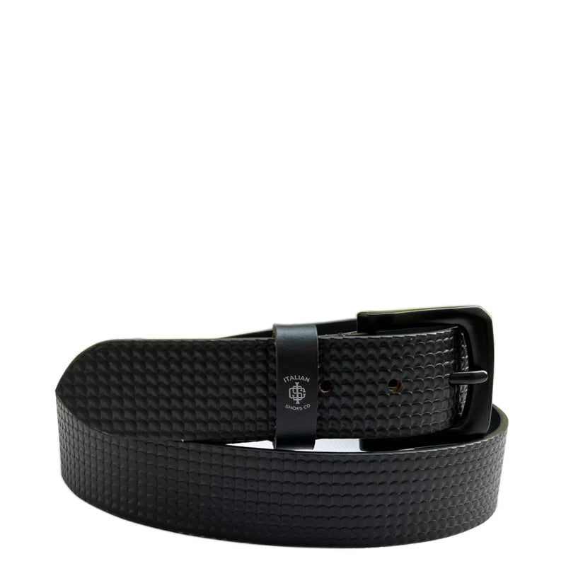Strutturato Diamante Black Leather Belt