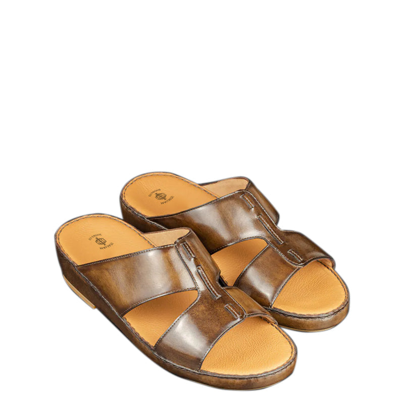 Luxury Solid Leather Arabic Tan Sandal