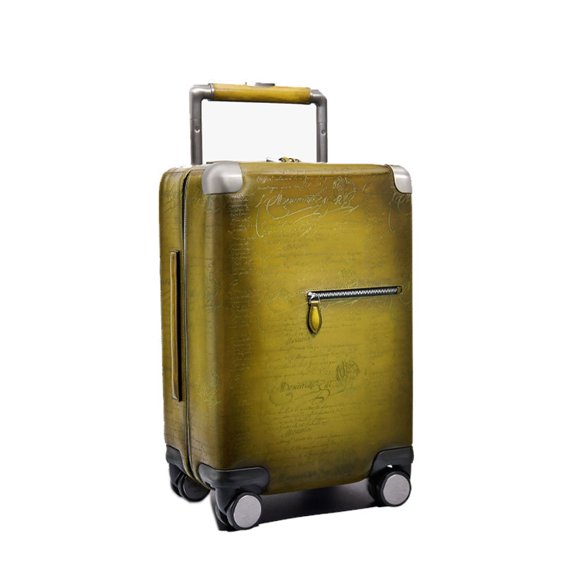 Luxury Eel Leather Green Trolley Case