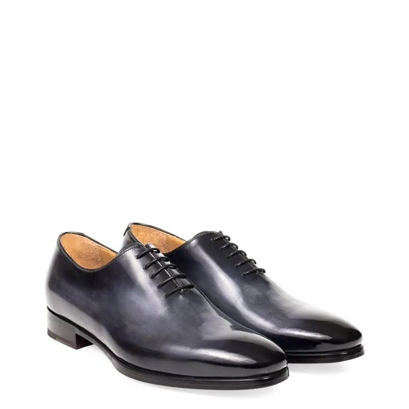 Classic Plain Solid Shiny Leather Oxford Grey / Black Shoe