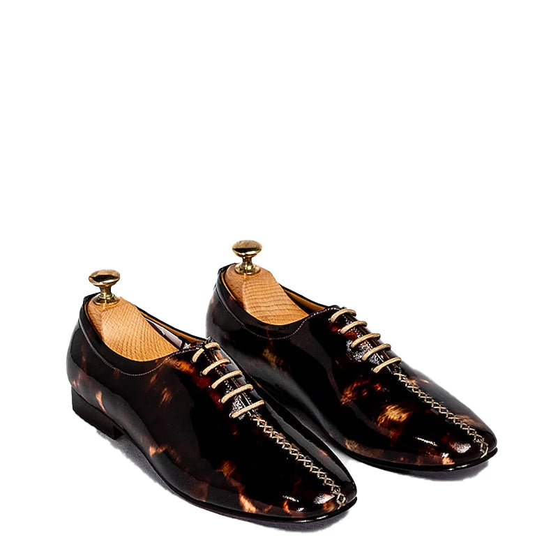 Handmade Chocolate Gold Shaded Leather Formal Shoes