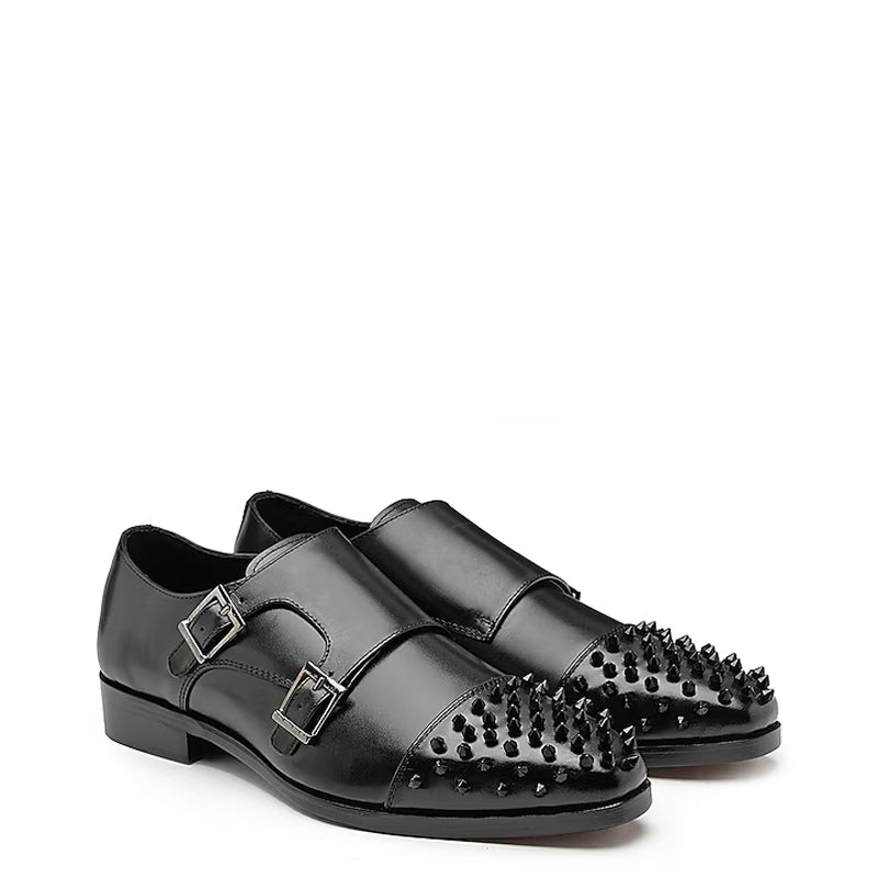 Men Solid Leather Double Monkstrap Brown Shoe