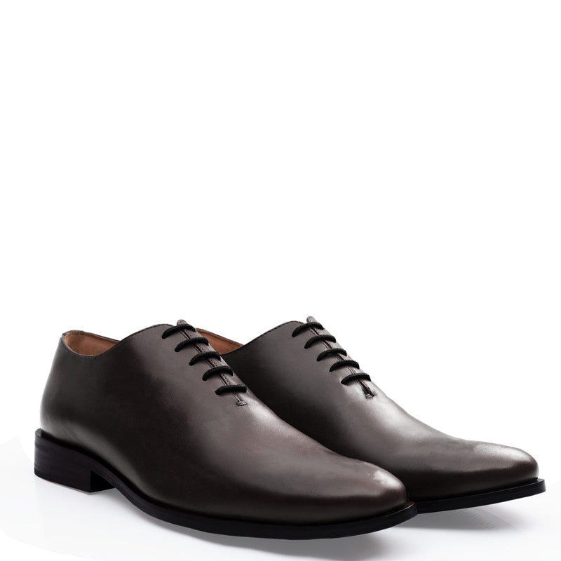 Classic Plain Wholecut Leather Oxford Shoe Dark Brown