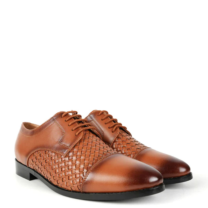 Men Braided Captoe Leather Oxford Shoe Black