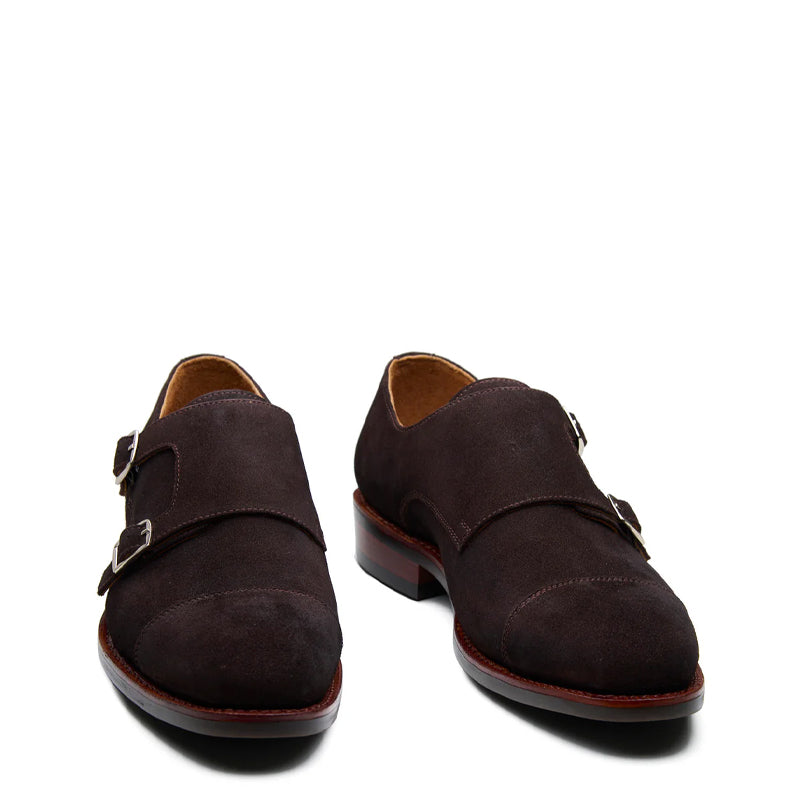 Trendy Double Strap Leather Shoe Brown