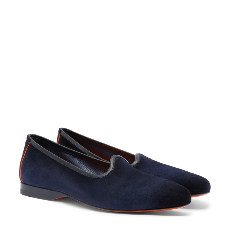 Men Suede Handmade Leather Velvet Blue Loafer