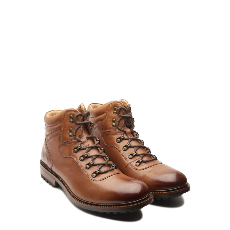 Leather Lace-Up Mid Top Ankle Brown Boot For Men