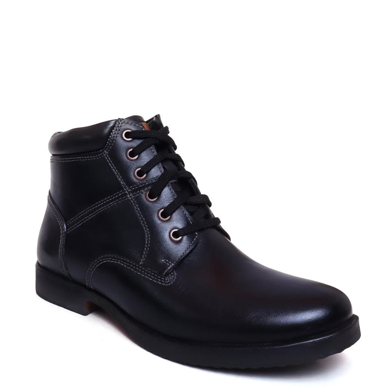 Leather Lace-Up High Ankle Boot Tan for Men