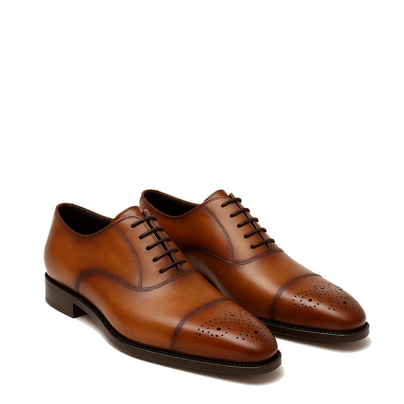 Classic Leather Brown Lace Up Oxford Formal Shoes
