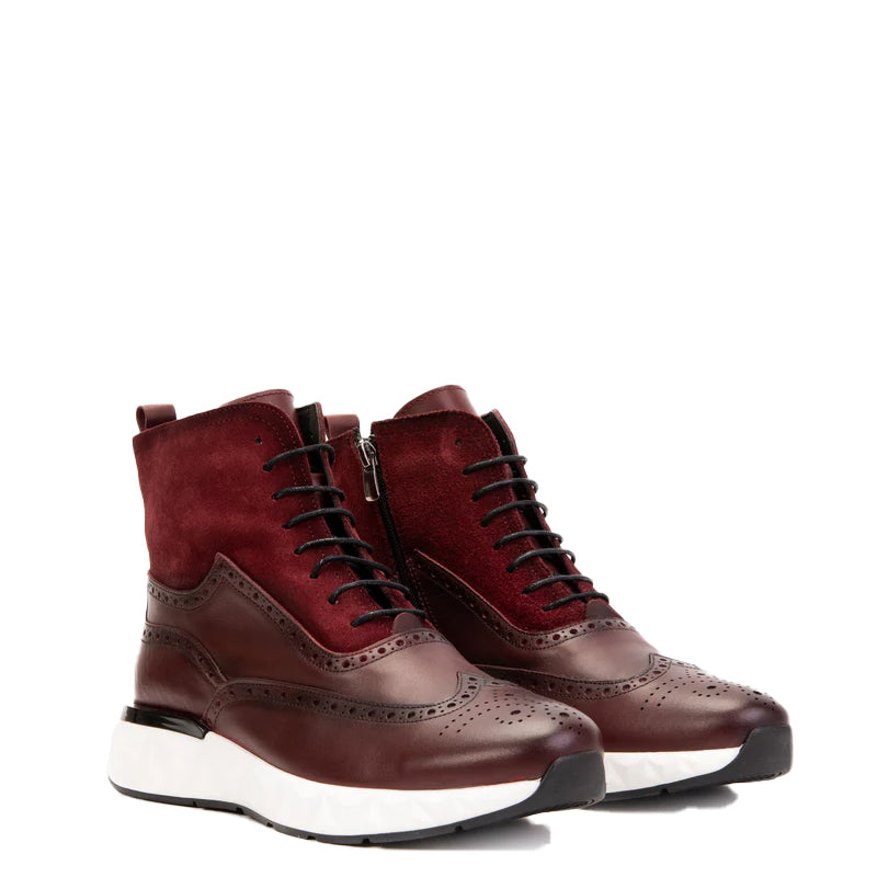 Premium Leather Lace-Up Wingtip Brown Boot