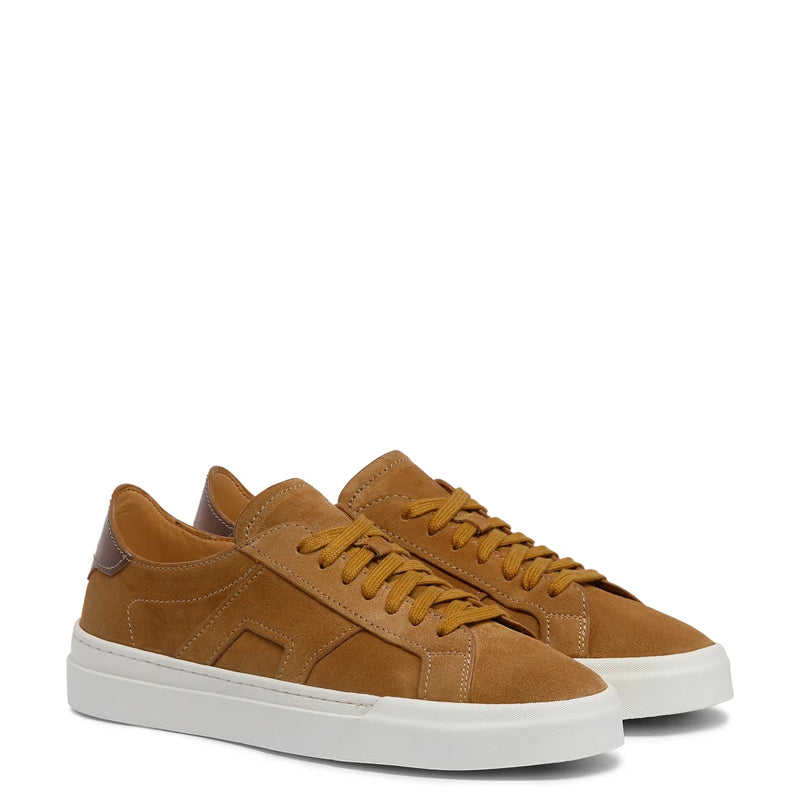 Men Suede Double Buckle Lace-Up Sneakers