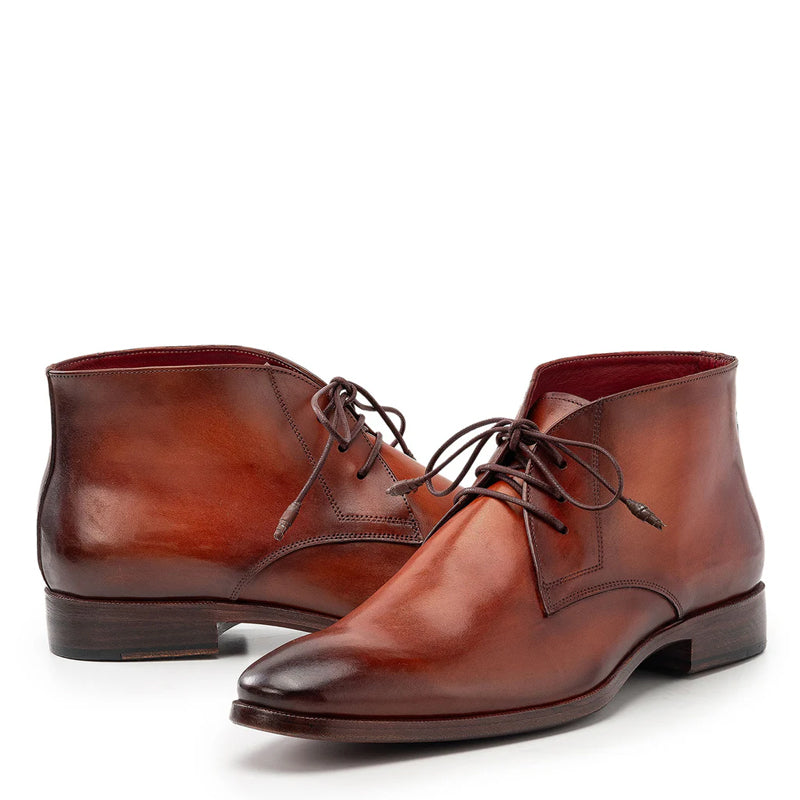 Men Custom Handmade Lace-Up Leather Chukkas Boots